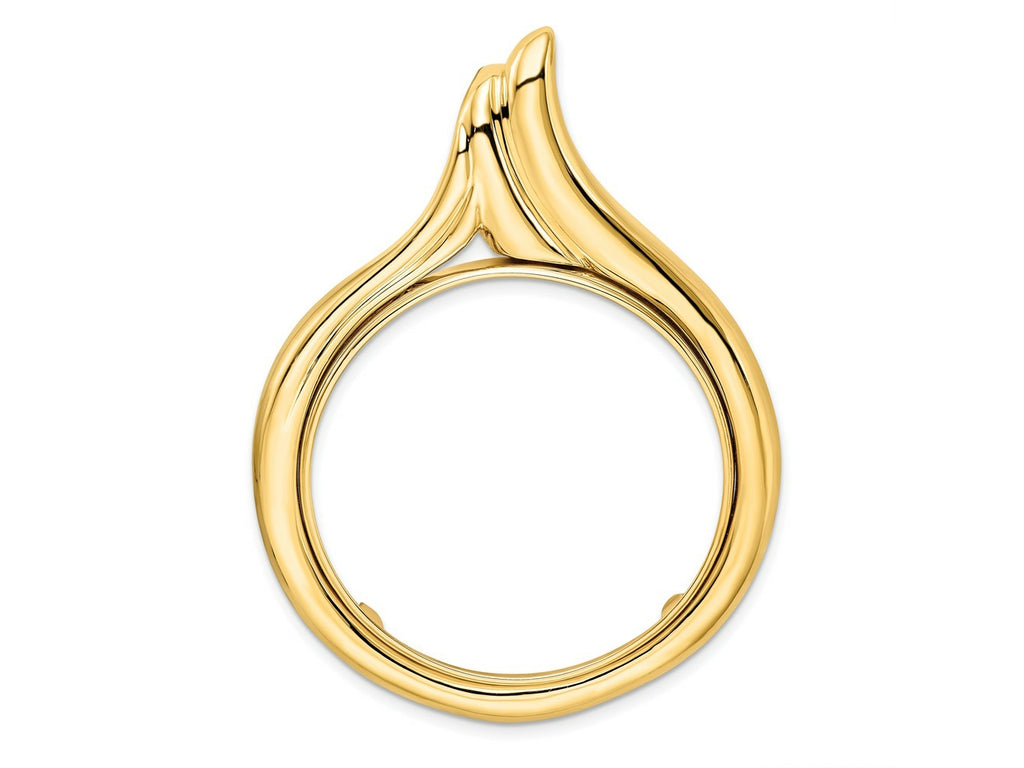 FJC Finejewelers 14 kt Yellow Gold Polished Curved Teardrop 34.2mm Prong Coin Bezel Pendant