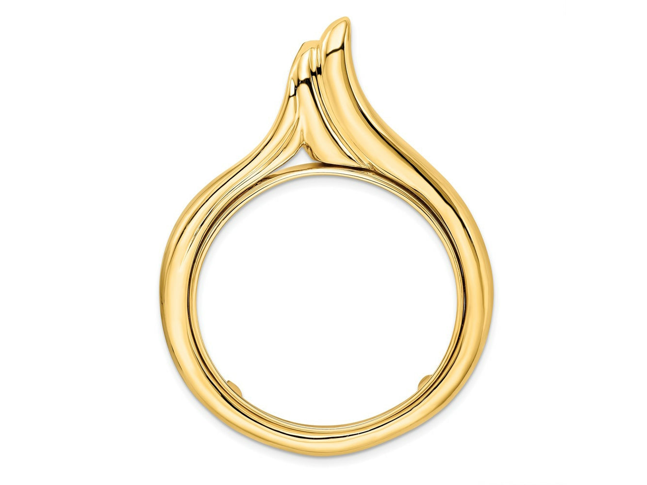 FJC Finejewelers 14 kt Yellow Gold Polished Curved Teardrop 34.2mm Prong Coin Bezel Pendant