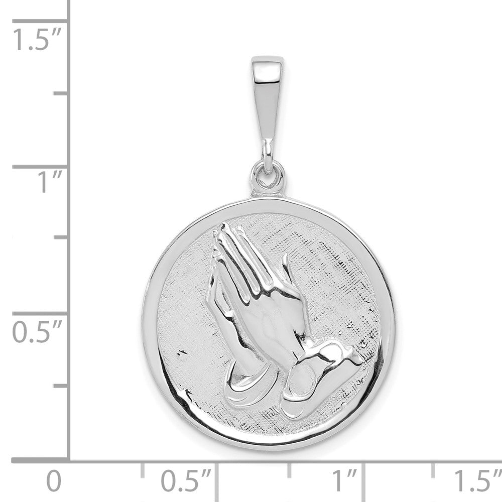 FJC Finejewelers 14 kt White Gold Themed Praying Hands and Serenity Prayer Charm 35 mm x 21.95 mm