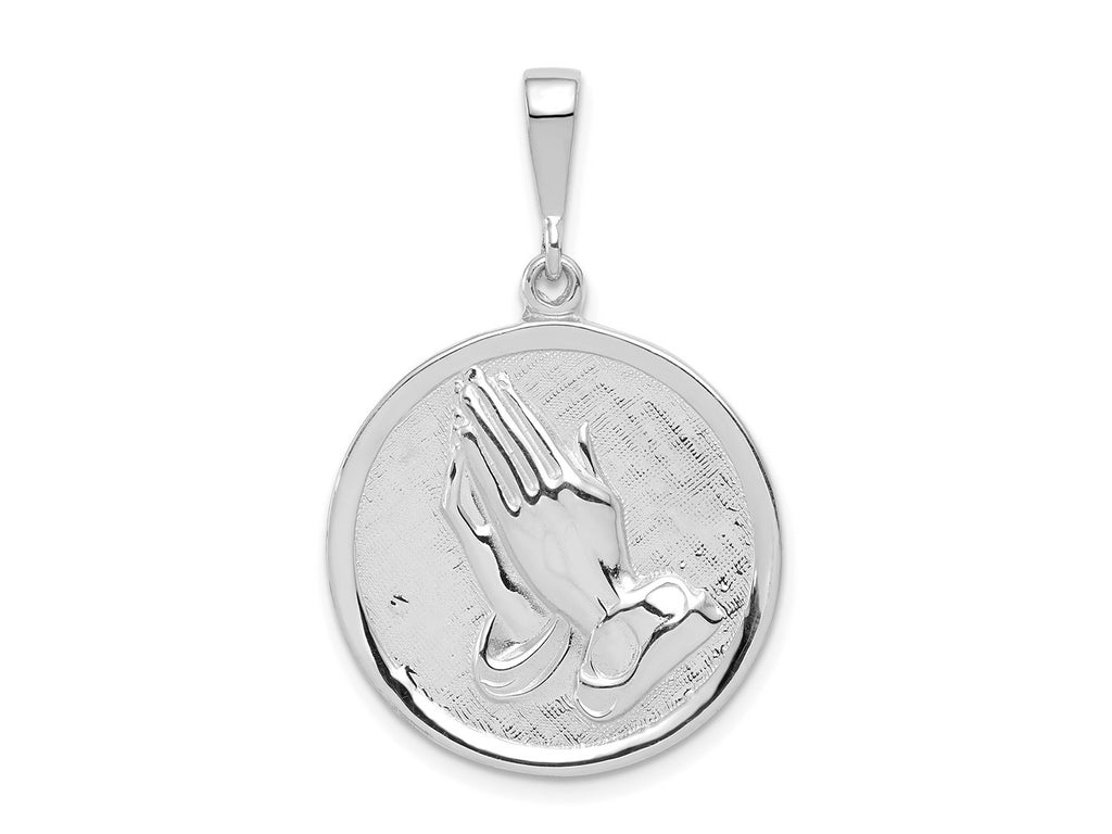 FJC Finejewelers 14 kt White Gold Themed Praying Hands and Serenity Prayer Charm 35 mm x 21.95 mm