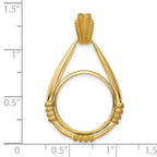 FJC Finejewelers 14 kt Yellow Gold Satin Fluted Station Teardrop 16.5mm Prong Coin Bezel Pendant