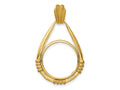 FJC Finejewelers 14 kt Yellow Gold Satin Fluted Station Teardrop 16.5mm Prong Coin Bezel Pendant