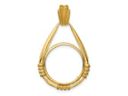 FJC Finejewelers 14 kt Yellow Gold Satin Fluted Station Teardrop 16.5mm Prong Coin Bezel Pendant