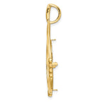 FJC Finejewelers 14 kt Yellow Gold Satin Fluted Station Teardrop 22.0mm Prong Coin Bezel Pendant