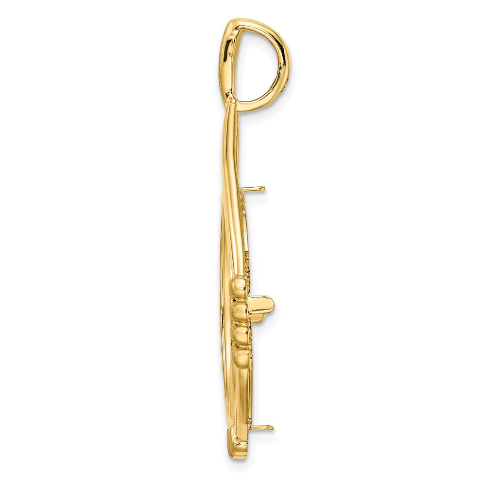 FJC Finejewelers 14 kt Yellow Gold Satin Fluted Station Teardrop 22.0mm Prong Coin Bezel Pendant