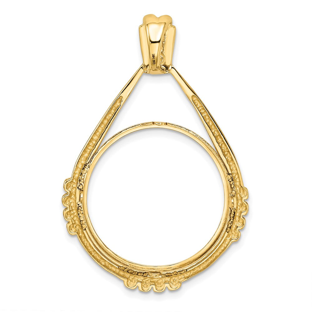 FJC Finejewelers 14 kt Yellow Gold Satin Fluted Station Teardrop 22.0mm Prong Coin Bezel Pendant