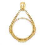 FJC Finejewelers 14 kt Yellow Gold Satin Fluted Station Teardrop 22.0mm Prong Coin Bezel Pendant