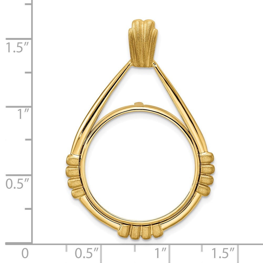 FJC Finejewelers 14 kt Yellow Gold Satin Fluted Station Teardrop 22.0mm Prong Coin Bezel Pendant