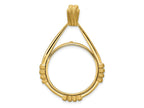 FJC Finejewelers 14 kt Yellow Gold Satin Fluted Station Teardrop 22.0mm Prong Coin Bezel Pendant