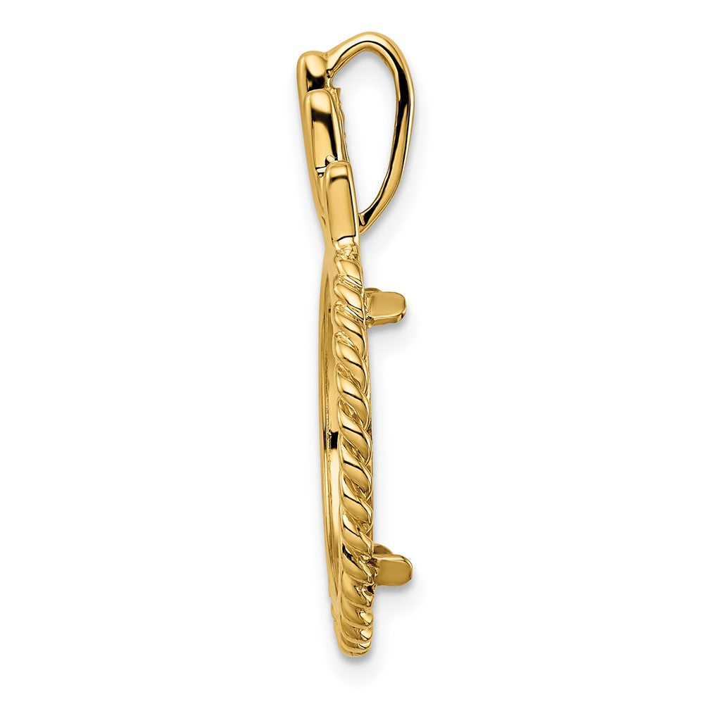 FJC Finejewelers 14 kt Yellow Gold Twisted Edge with Geometric Top 16.5mm Prong Coin Bezel Pendant