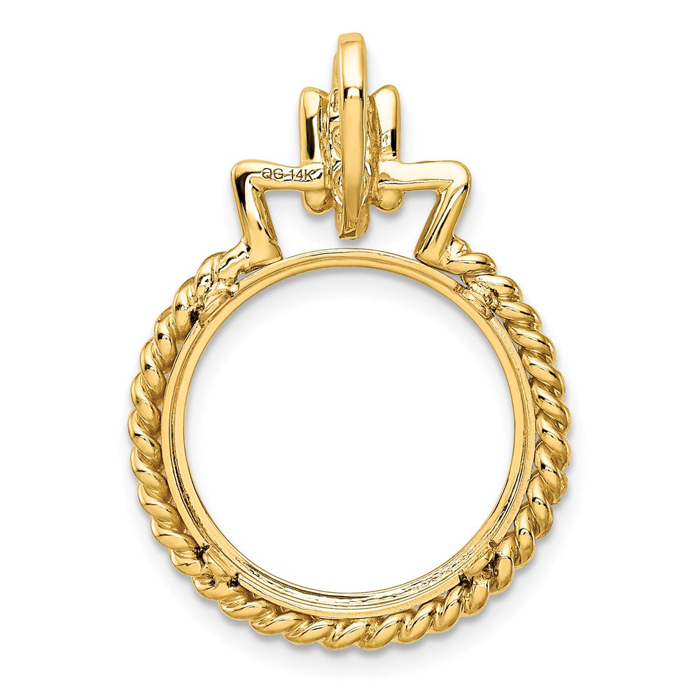 FJC Finejewelers 14 kt Yellow Gold Twisted Edge with Geometric Top 16.5mm Prong Coin Bezel Pendant