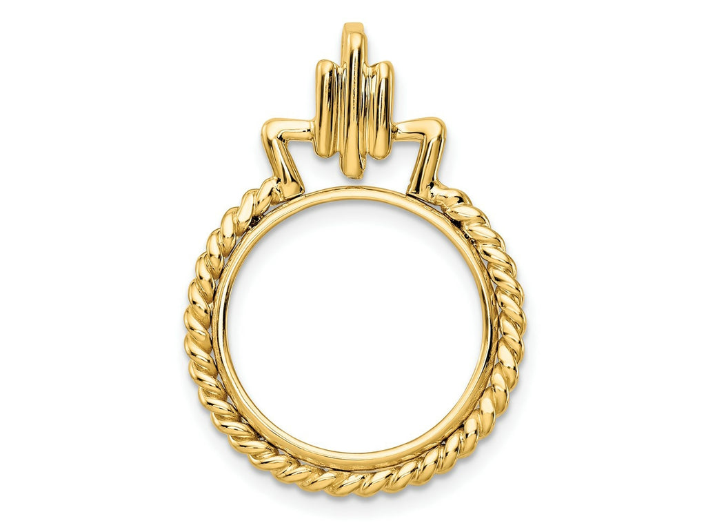 FJC Finejewelers 14 kt Yellow Gold Twisted Edge with Geometric Top 16.5mm Prong Coin Bezel Pendant