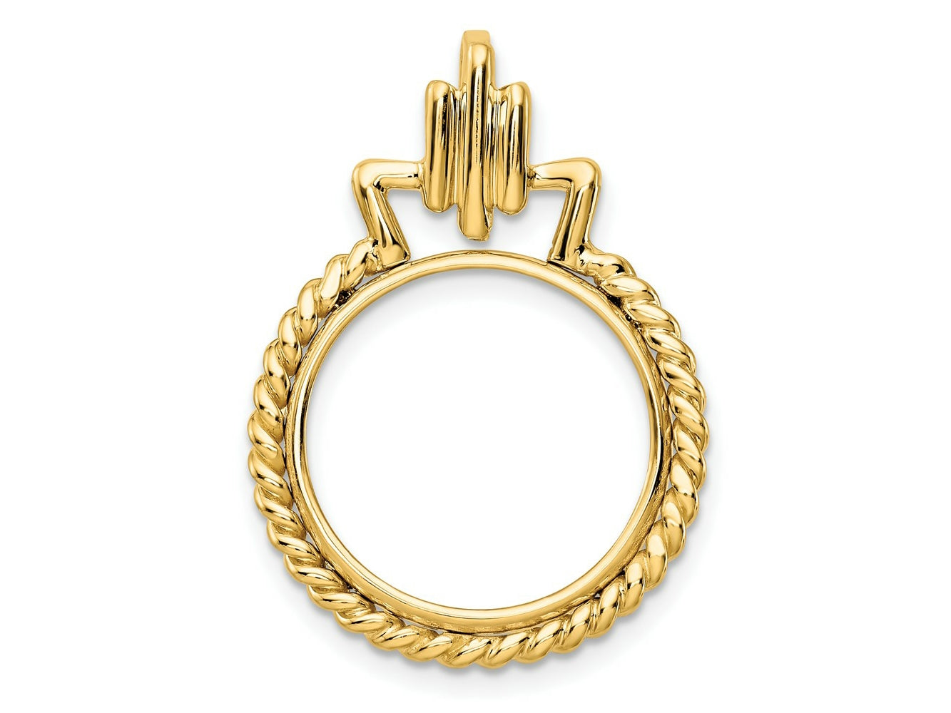 FJC Finejewelers 14 kt Yellow Gold Twisted Edge with Geometric Top 16.5mm Prong Coin Bezel Pendant
