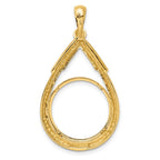 FJC Finejewelers 14 kt Yellow Gold Layered Top Teardrop 16.5mm Prong Coin Bezel Pendant