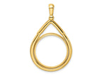FJC Finejewelers 14 kt Yellow Gold Layered Top Teardrop 21.6mm Prong Coin Bezel Pendant