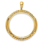 FJC Finejewelers 14 kt Yellow Gold and Vertical Double Twisted 22.0mm Prong Coin Bezel Pendant
