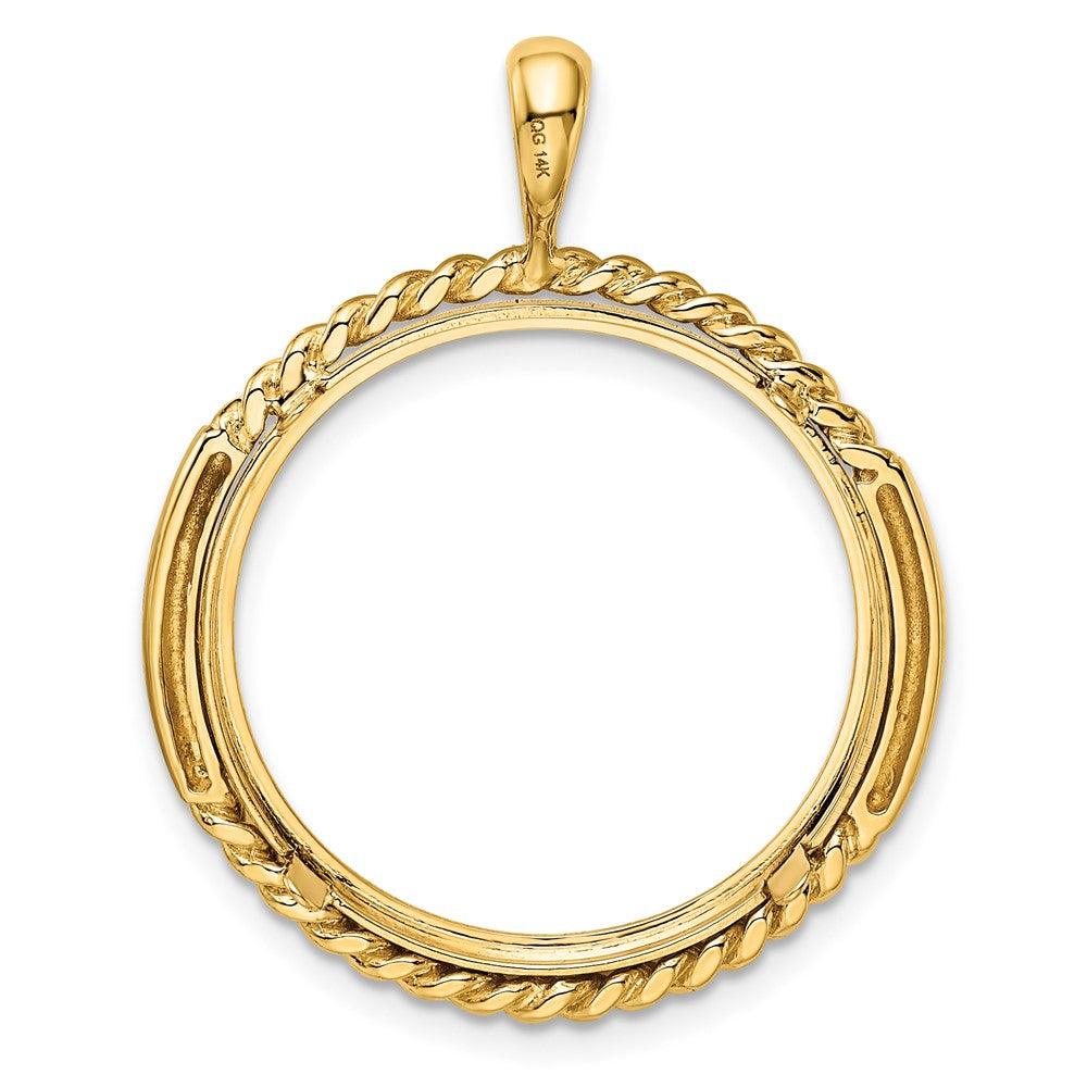 FJC Finejewelers 14 kt Yellow Gold and Vertical Double Twisted 22.0mm Prong Coin Bezel Pendant