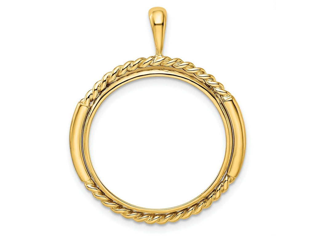 FJC Finejewelers 14 kt Yellow Gold and Vertical Double Twisted 22.0mm Prong Coin Bezel Pendant