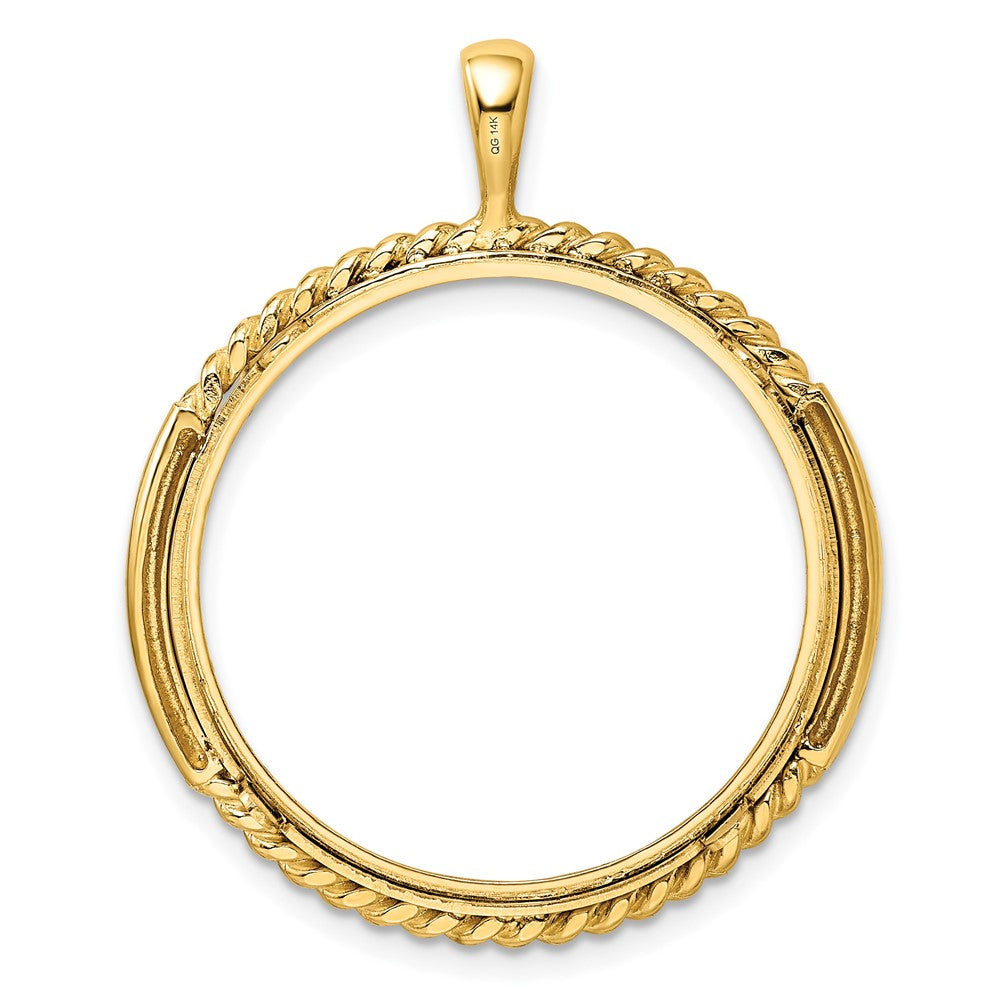 FJC Finejewelers 14 kt Yellow Gold and Vertical Double Twisted 27.0mm Prong Coin Bezel Pendant