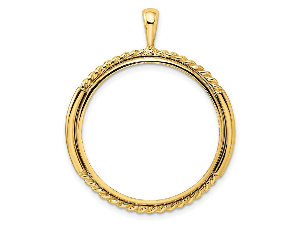 FJC Finejewelers 14 kt Yellow Gold and Vertical Double Twisted 27.0mm Prong Coin Bezel Pendant