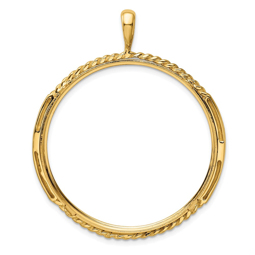 FJC Finejewelers 14 kt Yellow Gold and Vertical Double Twisted 34.2mm Prong Coin Bezel Pendant