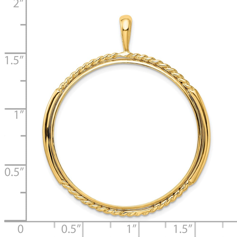 FJC Finejewelers 14 kt Yellow Gold and Vertical Double Twisted 34.2mm Prong Coin Bezel Pendant