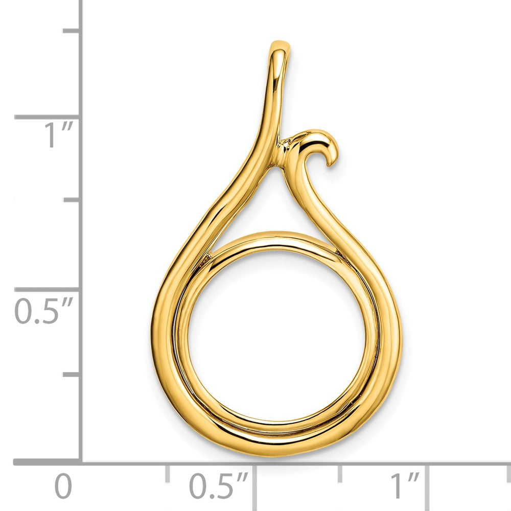 FJC Finejewelers 14 kt Yellow Gold Polished Curled Teardrop 14.0mm Prong Coin Bezel Pendant