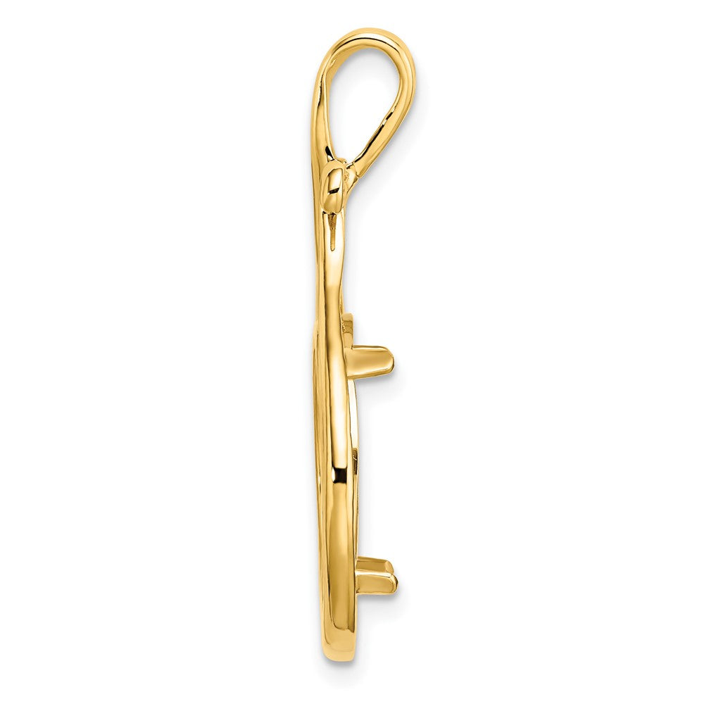 FJC Finejewelers 14 kt Yellow Gold Polished Curled Teardrop 14.0mm Prong Coin Bezel Pendant