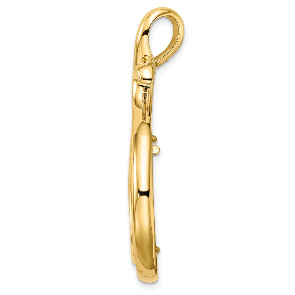 FJC Finejewelers 14 kt Yellow Gold Polished Curled Teardrop 22.0mm Prong Coin Bezel Pendant