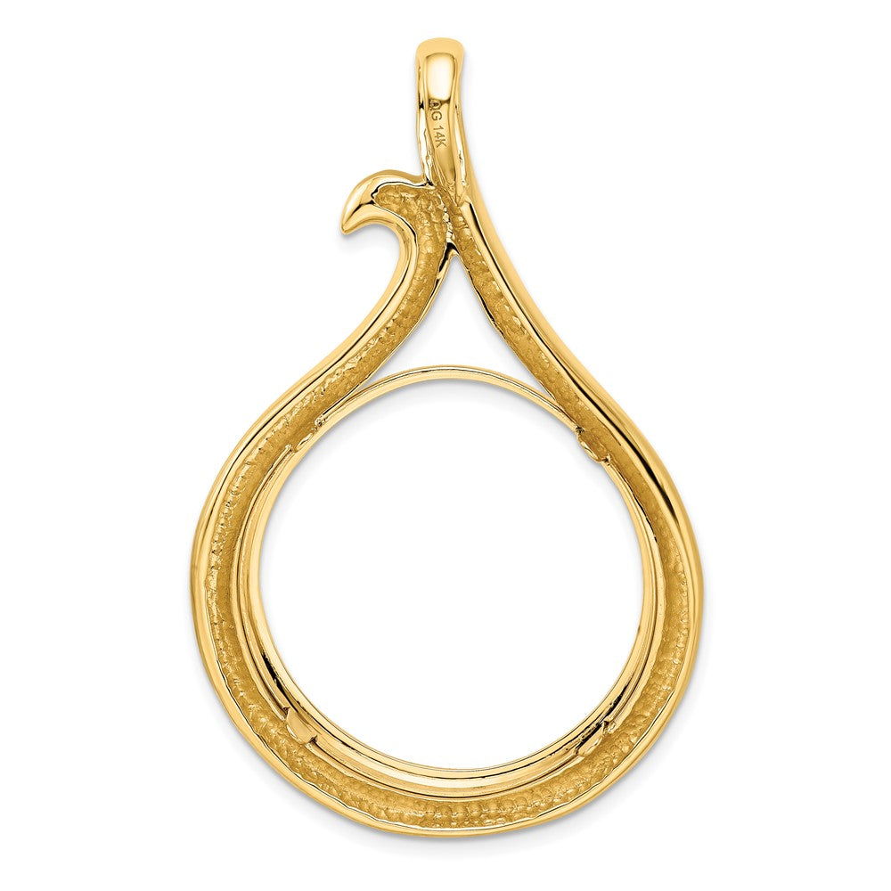 FJC Finejewelers 14 kt Yellow Gold Polished Curled Teardrop 27.0mm Prong Coin Bezel Pendant