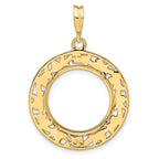 FJC Finejewelers 14 kt Yellow Gold Polished Curved Filigree 16.5mm Prong Coin Bezel Pendant