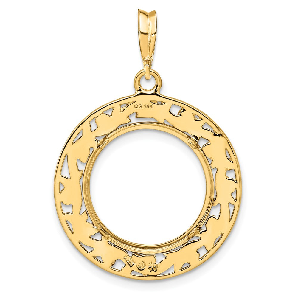 FJC Finejewelers 14 kt Yellow Gold Polished Curved Filigree 16.5mm Prong Coin Bezel Pendant