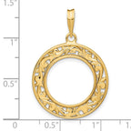 FJC Finejewelers 14 kt Yellow Gold Polished Curved Filigree 16.5mm Prong Coin Bezel Pendant