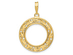 FJC Finejewelers 14 kt Yellow Gold Polished Curved Filigree 16.5mm Prong Coin Bezel Pendant