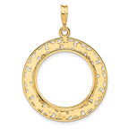 FJC Finejewelers 14 kt Yellow Gold Polished Curved Filigree 21.6mm Prong Coin Bezel Pendant