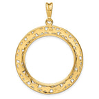 FJC Finejewelers 14 kt Yellow Gold Polished Curved Filigree 27.0mm Prong Coin Bezel Pendant