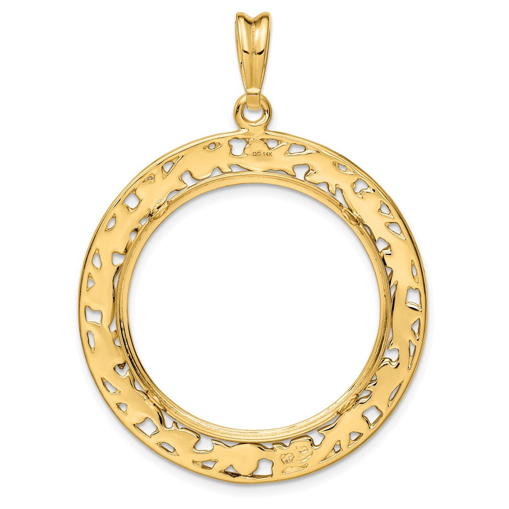 FJC Finejewelers 14 kt Yellow Gold Polished Curved Filigree 27.0mm Prong Coin Bezel Pendant
