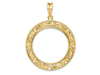 FJC Finejewelers 14 kt Yellow Gold Polished Curved Filigree 27.0mm Prong Coin Bezel Pendant