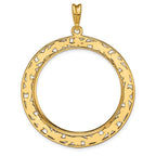 FJC Finejewelers 14 kt Yellow Gold Polished Curved Filigree 32.7mm Prong Coin Bezel Pendant