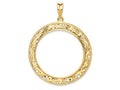 FJC Finejewelers 14 kt Yellow Gold Polished Curved Filigree 32.7mm Prong Coin Bezel Pendant