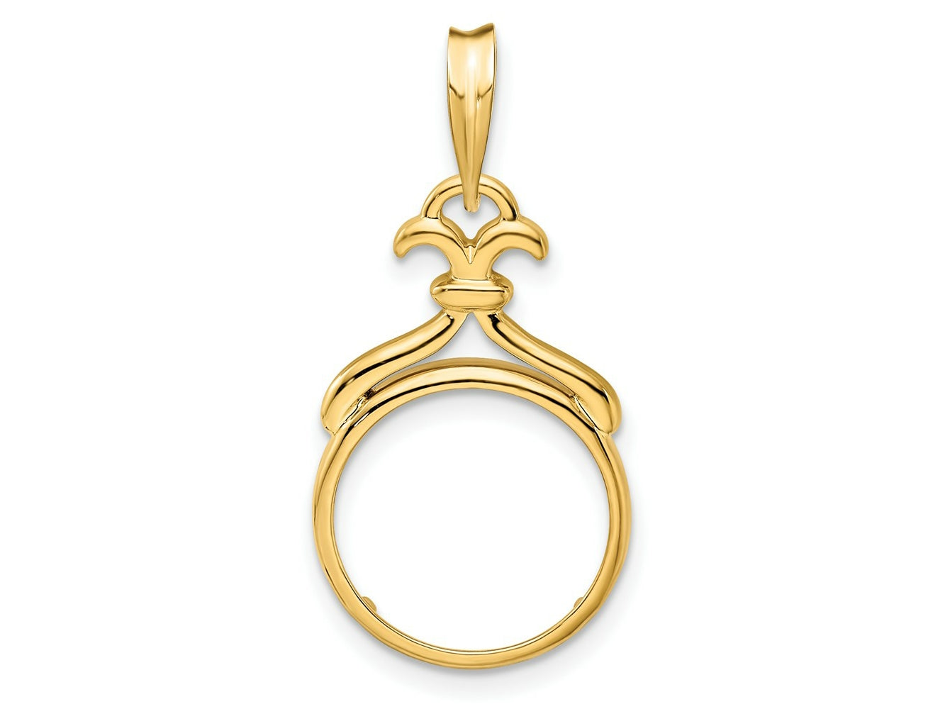 FJC Finejewelers 14 kt Yellow Gold Fancy Pointed and Curved 14.0mm Prong Coin Bezel Pendant