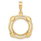 FJC Finejewelers 14 kt Yellow Gold with Satin Shell Spokes 14.0mm Prong Coin Bezel Pendant