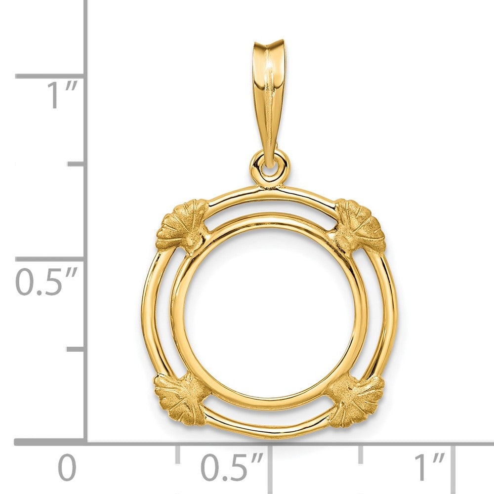 FJC Finejewelers 14 kt Yellow Gold with Satin Shell Spokes 14.0mm Prong Coin Bezel Pendant