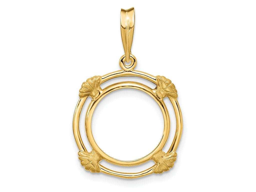 FJC Finejewelers 14 kt Yellow Gold with Satin Shell Spokes 14.0mm Prong Coin Bezel Pendant