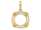 FJC Finejewelers 14 kt Yellow Gold with Satin Shell Spokes 14.0mm Prong Coin Bezel Pendant