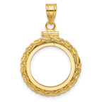 FJC Finejewelers 14 kt Yellow Gold Wheat Chain 16.5mm x 1.35mm Screw Top Coin Bezel Pendant