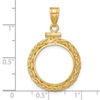 FJC Finejewelers 14 kt Yellow Gold Wheat Chain 16.5mm x 1.35mm Screw Top Coin Bezel Pendant