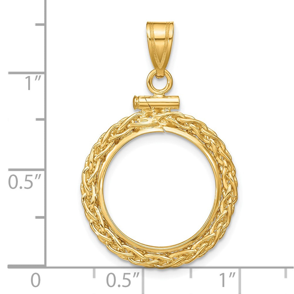 FJC Finejewelers 14 kt Yellow Gold Wheat Chain 16.5mm x 1.35mm Screw Top Coin Bezel Pendant
