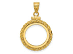 FJC Finejewelers 14 kt Yellow Gold Wheat Chain 16.5mm x 1.35mm Screw Top Coin Bezel Pendant