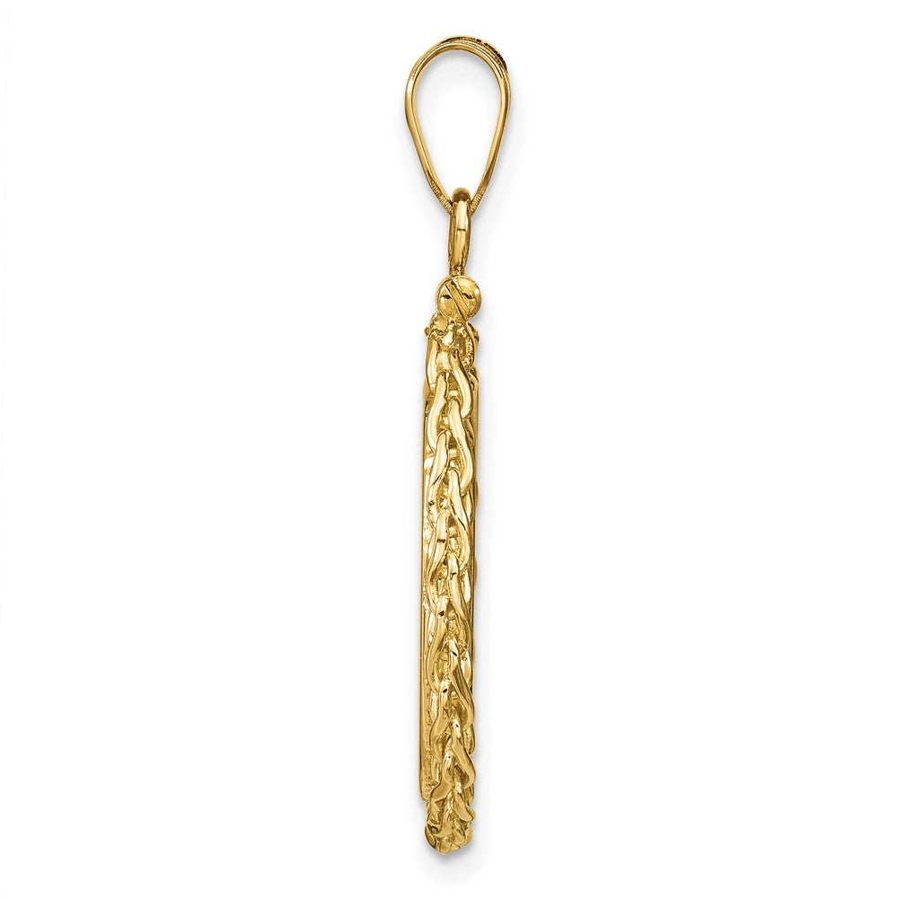 FJC Finejewelers 14 kt Yellow Gold Wheat Chain 17.8mm x 1.35mm Screw Top Coin Bezel Pendant